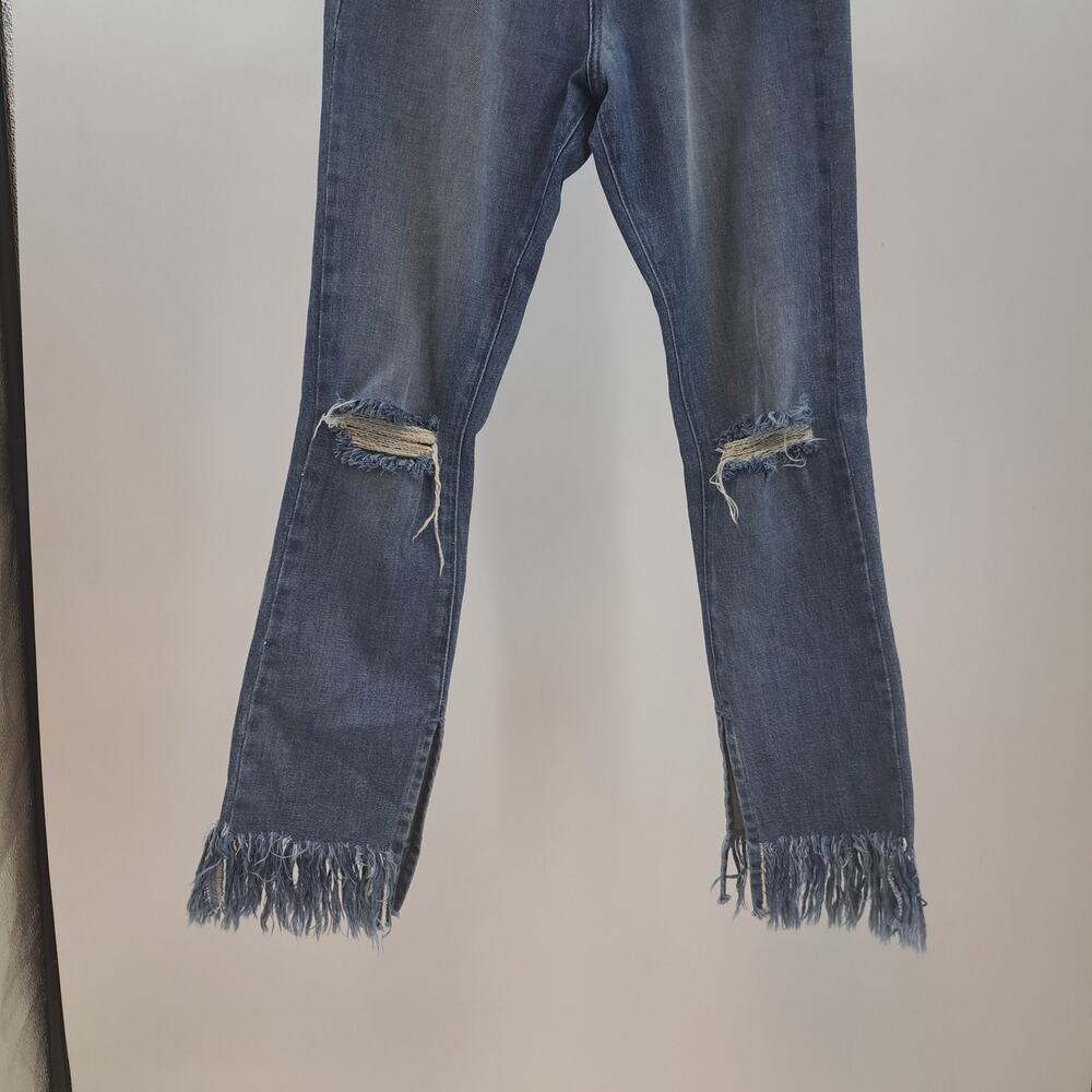 Show Me Your Mumu Brooklyn Jeans 26 High Waist‎ Distressed Fray Hem Harbor Blue - Picture 7 of 10